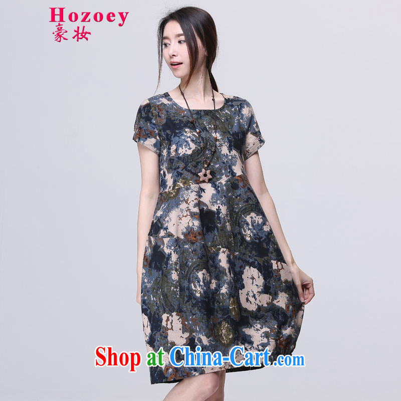Ho costumes, Colombia 2015 summer dress new retro art, stamp duty cotton the linen relaxed mask poverty breathable thick MM dress the code package mail 8024 saffron XL, Ho, Colombia (HAOZHUANG), online shopping