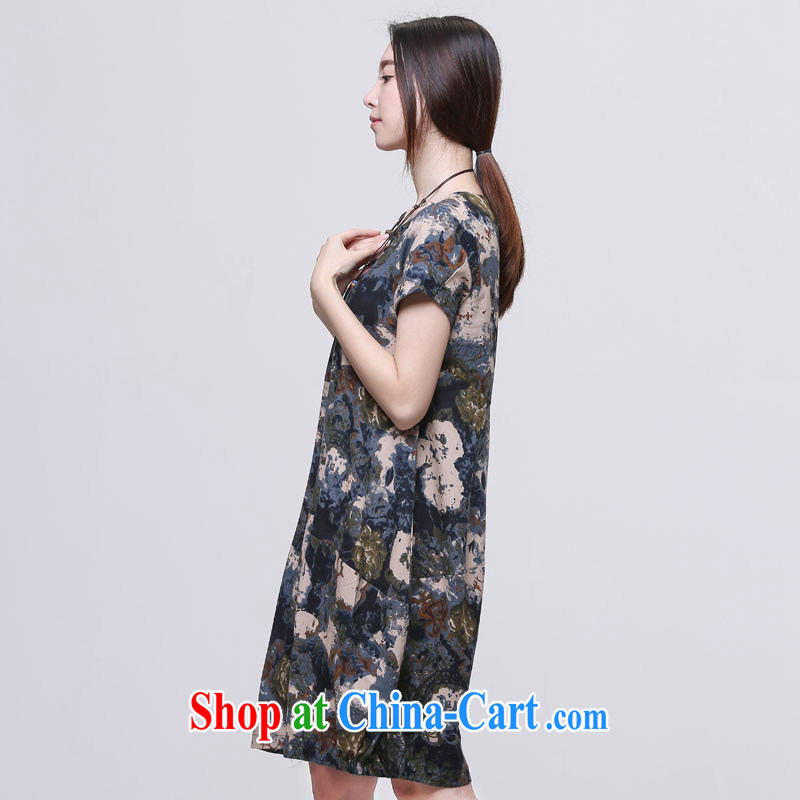 Ho costumes, Colombia 2015 summer dress new retro art, stamp duty cotton the linen relaxed mask poverty breathable thick MM dress the code package mail 8024 saffron XL, Ho, Colombia (HAOZHUANG), online shopping