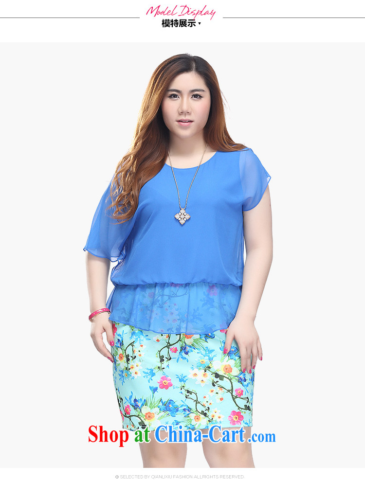 Slim Li-su 2015 summer new, larger female asymmetric skirt flouncing softness leave two stamp pack and dress Q 7831 color blue 4 XL pictures, price, brand platters! Elections are good character, the national distribution, so why buy now enjoy more preferential! Health