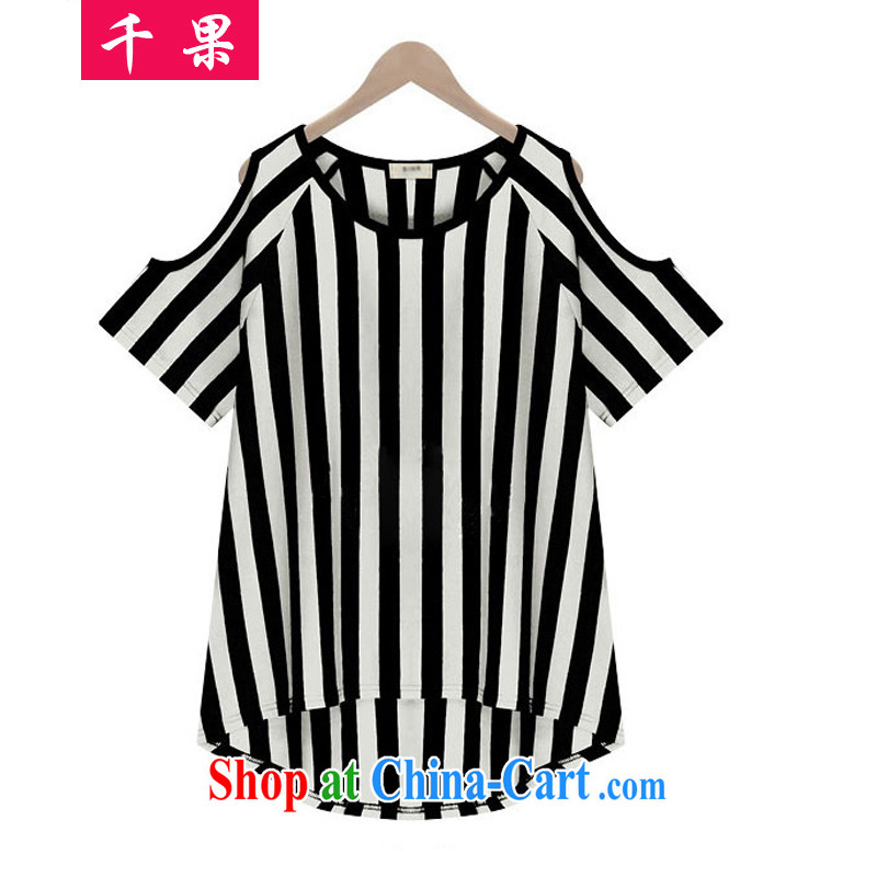 1000 fruit 2015 new Korean version summer is indeed the XL girls with thick, graphics thin, loose, long, your shoulders a short-sleeved shirt T T-shirt 5132 Gray stripes 5XL, 1000 fruit (QIANGUO), online shopping