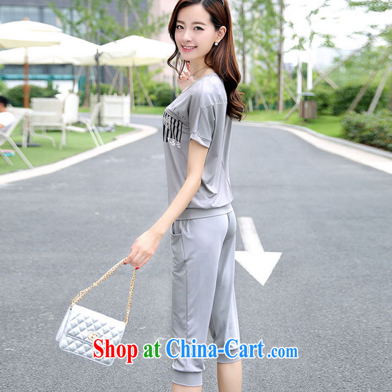 and aviation-ting 2015 campaign kit women summer summer leisure package new, larger female Korean short-sleeved thick mm two part Gray XXXXL, air-ting, shopping on the Internet