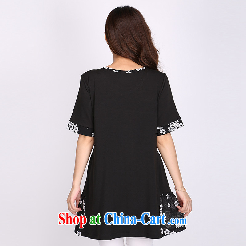 Laurie flower, indeed increase female T shirts girls thick sister summer the code loose video thin T-shirt 2106 black 6 XL - FLORAL graphics thin, Shani Flower (Sogni D'oro), and, on-line shopping