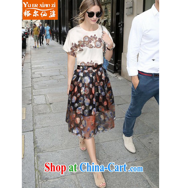 Yu's Sin City mm thick 2015 new spring and summer with the United States and Europe, female embroidery t-shirt, long, Shaggy skirts package picture color two-piece 2 XL recommends that you 125 - 145 jack, Yu, for sin (yuerxianzi), online shopping