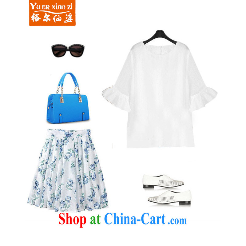 Yu, Sin City is the increase in Europe and by 2015 the code dress Spring Summer mm thick and indeed increase graphics thin T shirt + stamp skirt Kit white + blue dress two-piece 3 XL recommends that you 145 - 165 jack, Yu's sin (yuerxianzi), online shopping