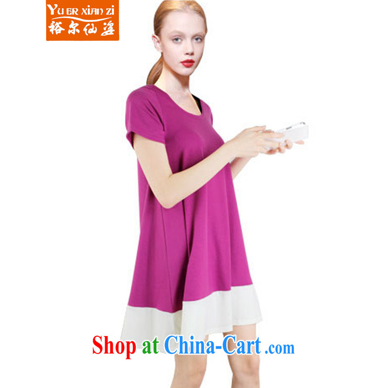 Yu's Sin City in Europe and the fat increase, female fat MM summer T shirt short-sleeved dresses loose T-shirt maroon 5 XL recommends that you 175 - 200 jack
