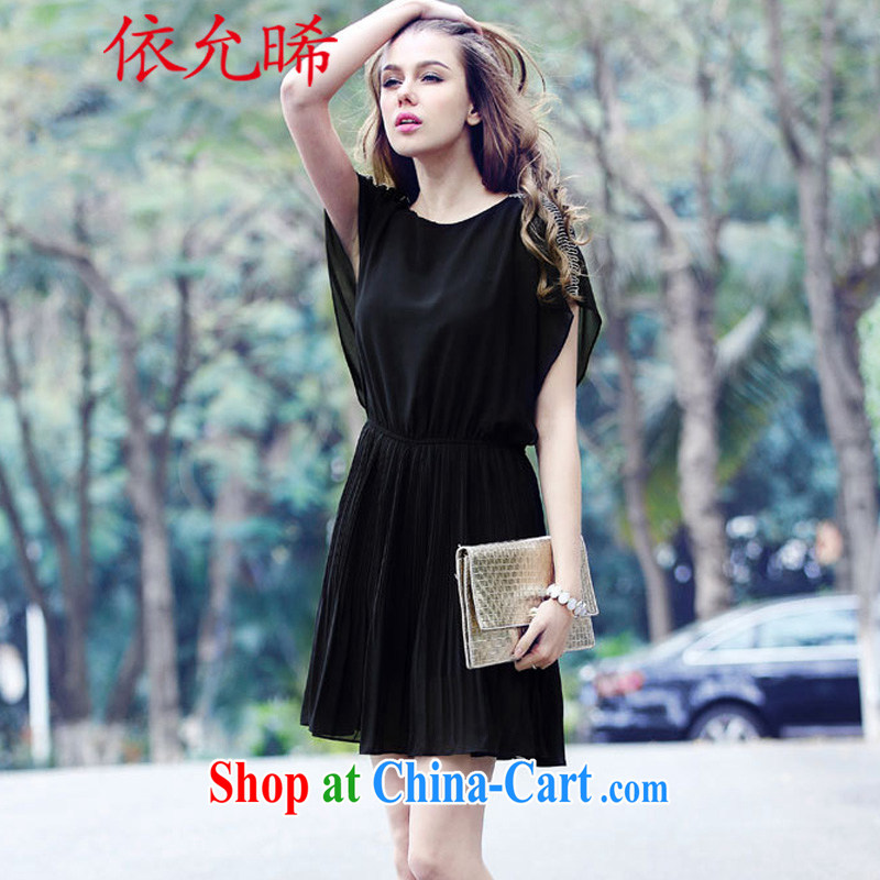 According to Lucille Chung 2015 summer new thick mm larger female snow woven dresses female N 109 black XXXL