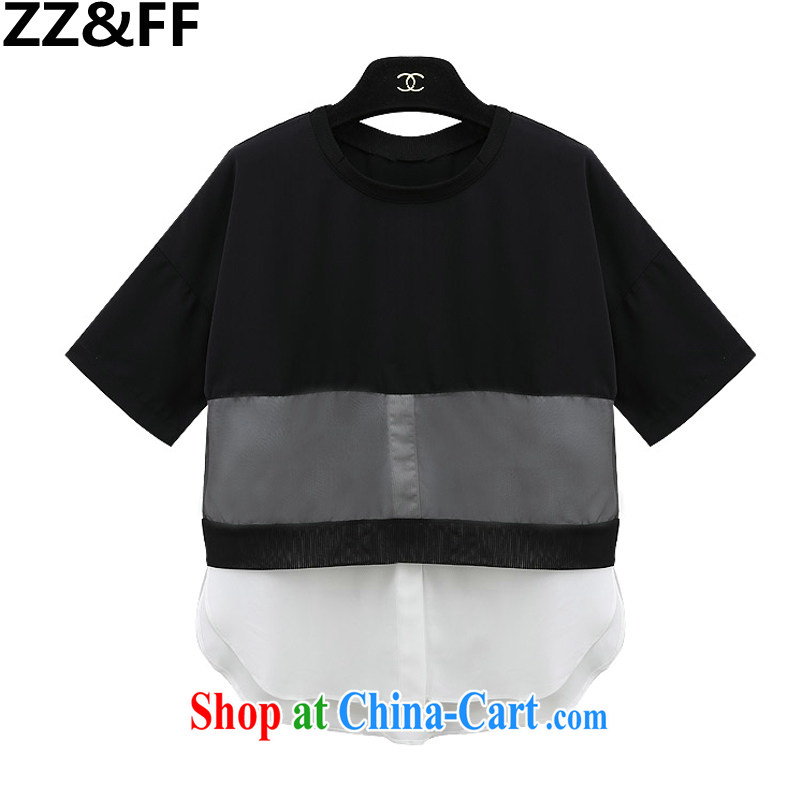 ZZ &FF summer 2015 new, larger female 200 Jack thick MM leave of two-piece short-sleeved snow woven shirts T-shirt picture color XXXXXL, ZZ &FF, shopping on the Internet