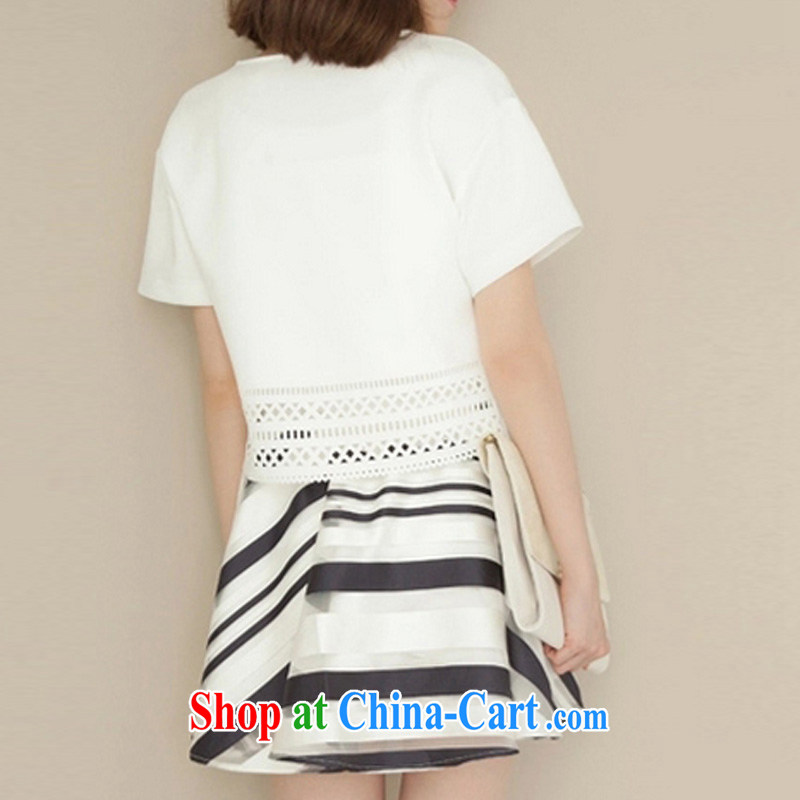 Snow-boat-chi 2015 spring and summer with new dresses XL dress Korean short-sleeved thick sister two-piece A 5213 white XXL, snow-boat (XUEZHOUQI), online shopping