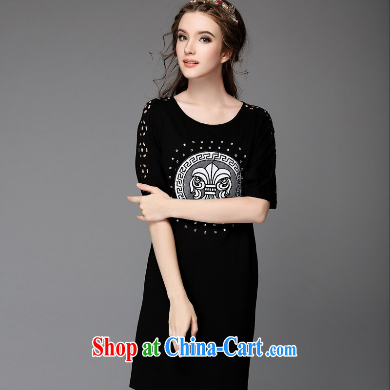 He will be in Europe and promote the hypertrophy, female 200 Jack thick mm summer dresses parquet drilling relaxed beauty graphics thin skirt black XXL, could bring about (AOFULI), online shopping