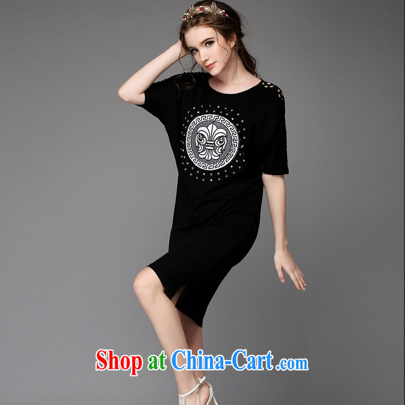 He will be in Europe and promote the hypertrophy, female 200 Jack thick mm summer dresses parquet drilling relaxed beauty graphics thin skirt black XXL, could bring about (AOFULI), online shopping