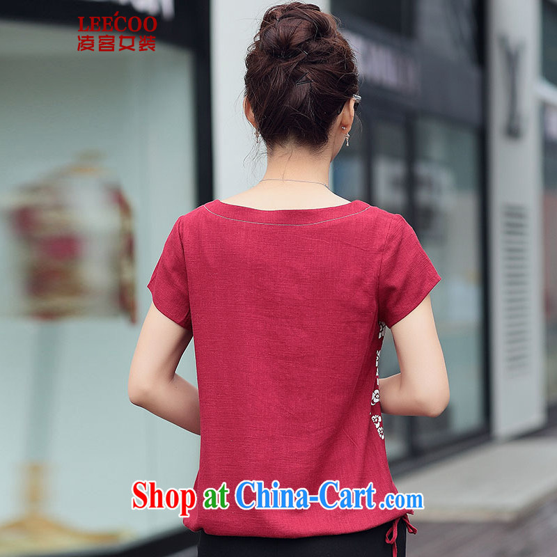 Ling, leecoo 2015 summer on the new larger female female T pension XB 6838 maroon 2XL, Ling (leecoo), online shopping