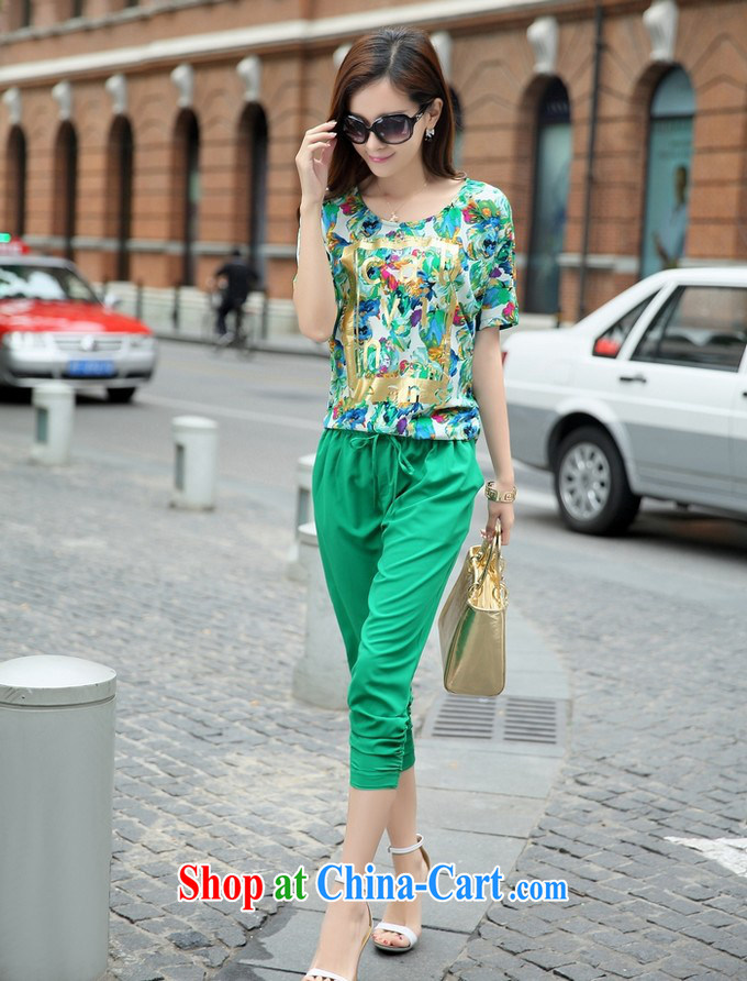 Aloe Vera, 2015 summer new Korean version the Code women mm thick short-sleeve T-shirt 7 pants Leisure package female HY 2513 green Kit 4 XL pictures, price, brand platters! Elections are good character, the national distribution, so why buy now enjoy more preferential! Health
