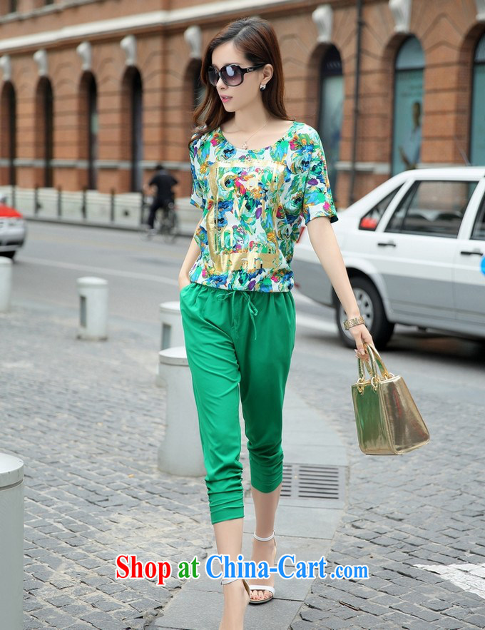 Aloe Vera, 2015 summer new Korean version the Code women mm thick short-sleeve T-shirt 7 pants Leisure package female HY 2513 green Kit 4 XL pictures, price, brand platters! Elections are good character, the national distribution, so why buy now enjoy more preferential! Health