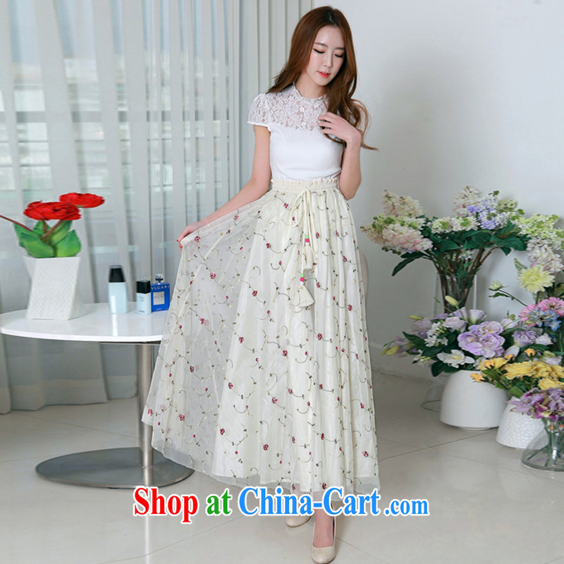 The Taliban, the Code's 2015 summer new, the FAT and FAT MM graphics thin embroidered large long skirt Bohemia, thick sister softness fairy skirt skirt body apricot XL, the tower, and, shopping on the Internet