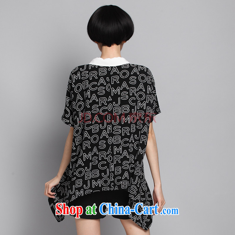 Director of summer 2015 with new, XL girls thick MM stylish letter stamp shirt 1354 Black Large Number 4 XL, Director (Smeilovly), shopping on the Internet