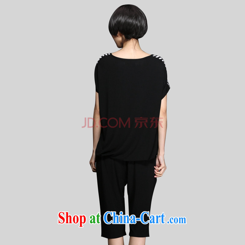 Director of summer 2015 with new, and indeed increase, female fashion streaks knocked color Leisure package two-piece 8203 black large code 5 XL, Director (Smeilovly), shopping on the Internet