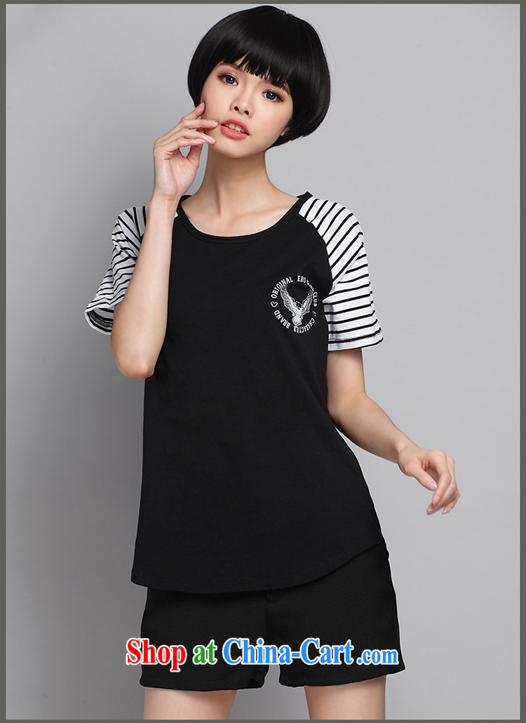 Director of 2015 summer new XL female Korean version thick sister stylish stripes stitching short-sleeved T pension 1631 fall in love with the template black large code 5 XL pictures, price, brand platters! Elections are good character, the national distribution, so why buy now enjoy more preferential! Health