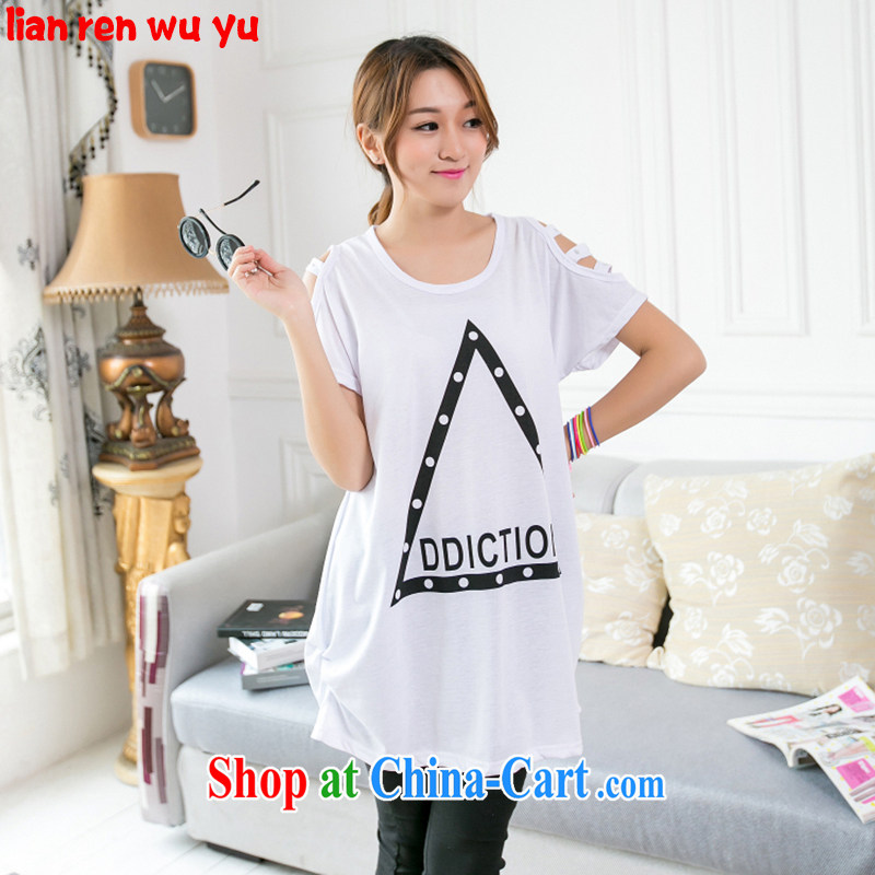 LRWY female summer thick MM the fertilizer and ultra-relaxed personality 3 corner-letter stamp your shoulders a short-sleeved shirt T flows grew up in code leisure mask poverty T-shirt large white code T pension King codes are codes - For 100 jack - 180 c