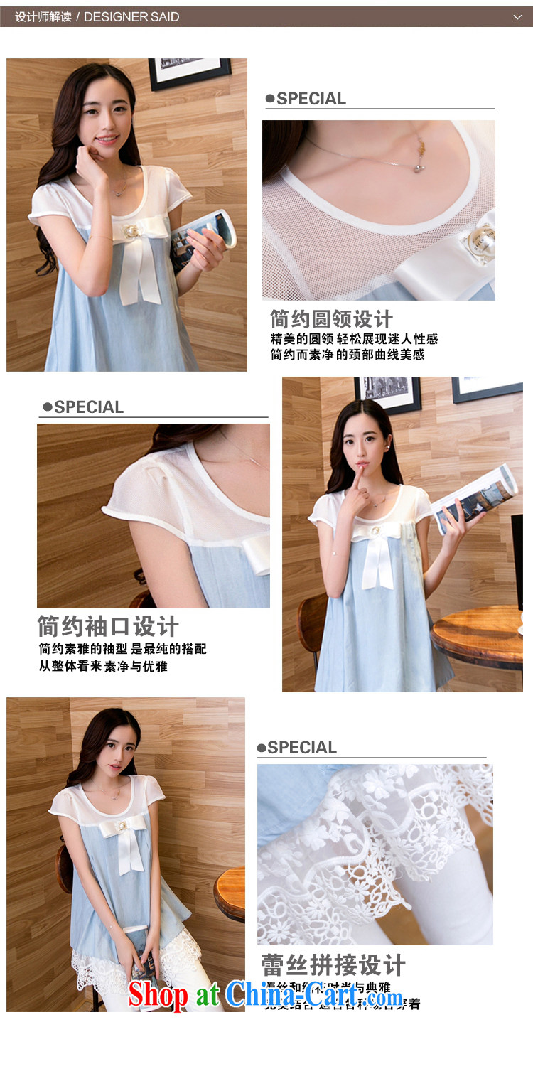 Card reader to pregnant women with 2015 new Korean loose larger lace short-sleeved spell series dress light blue XL pictures, price, brand platters! Elections are good character, the national distribution, so why buy now enjoy more preferential! Health