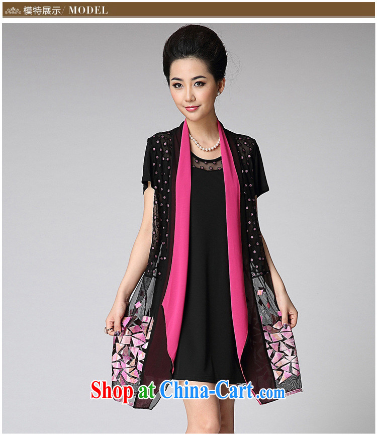 Shu, Shi summer new ultra large, Mom loaded the Web yarn embroidery two-piece short-sleeved checkered dress King middle-aged ladies elegance banquet clothes yellow XXXL pictures, price, brand platters! Elections are good character, the national distribution, so why buy now enjoy more preferential! Health