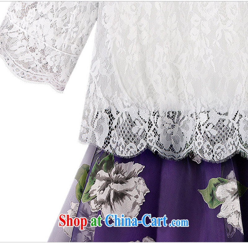 Romantic, Ryan summer 2015 new, larger female thick mm lace stitching two-piece flouncing graphics thin European root dress white MDR XXXL 1903, romantic, Ryan (Mandyryan), shopping on the Internet