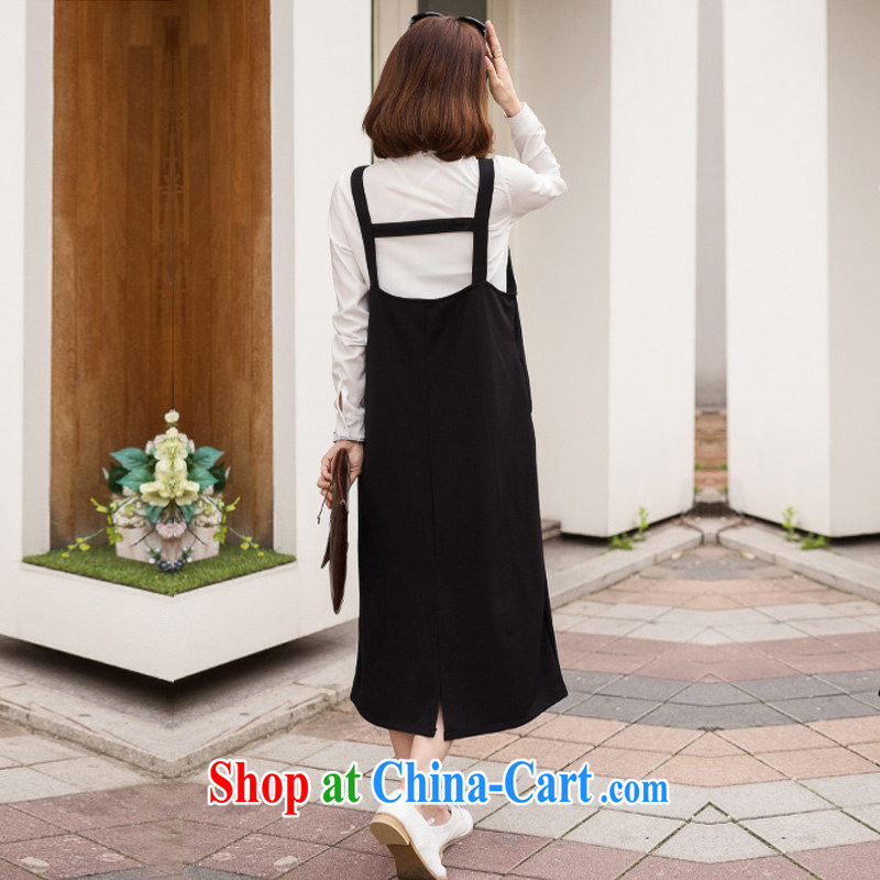 MissDonut 2015 summer and indeed increase, women with emphasis on 200 mm jack Korean loose straps skirt video thin dresses 100 ground long skirt Black Large Number 3 XL, MissDonut, shopping on the Internet