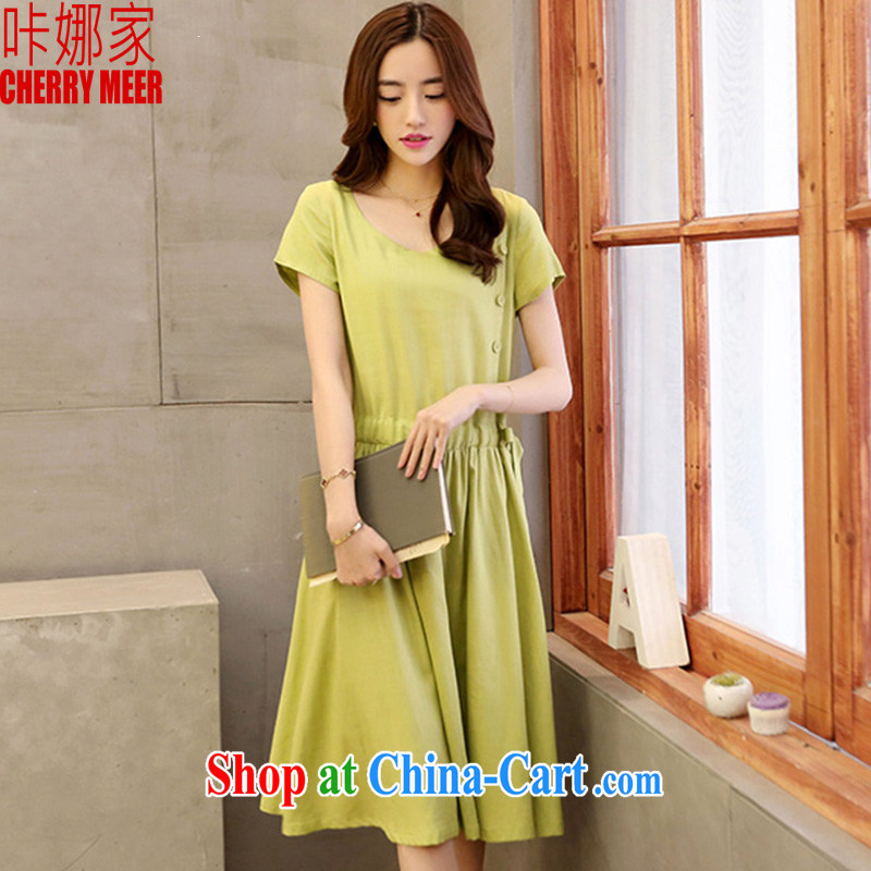Click national 2015 summer new Korean leisure Art Nouveau linen dresses skirts 014 yellow M, click the Home (CHERRY MEER), online shopping