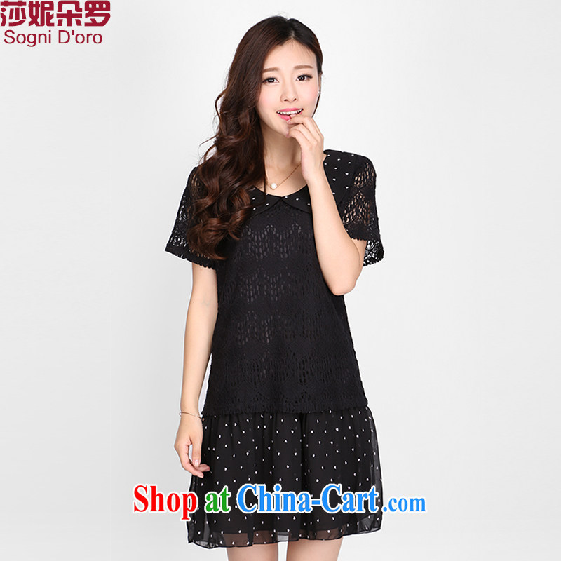 Elizabeth Anne flower, indeed increase, female fat mm summer 2015 new products for baby lace dress 2108 black 4XL