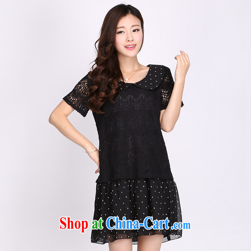 Laurie flower, indeed increase, female fat mm summer 2015 new products for baby lace dress 2108 black 4XL, Shani Flower (Sogni D'oro), online shopping