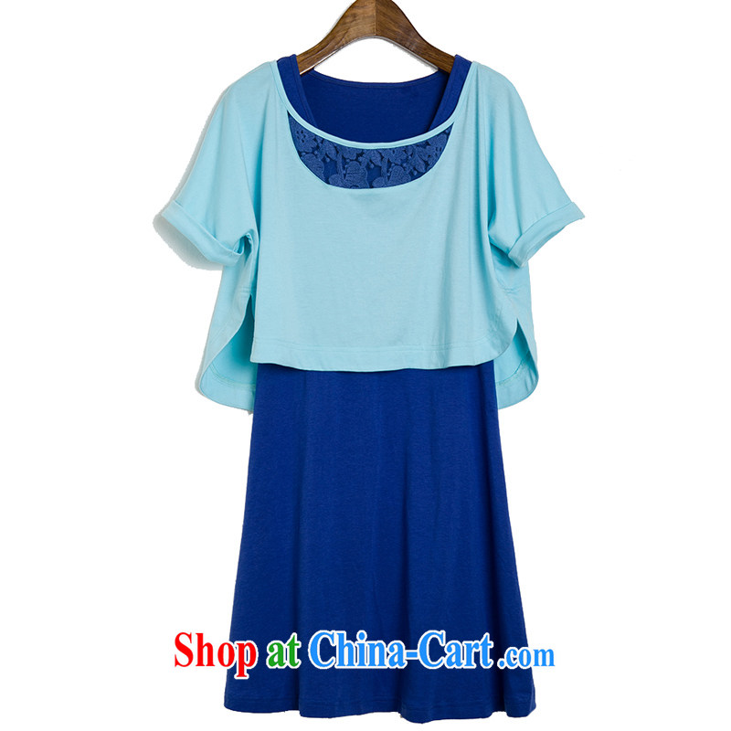 Loved summer new loose video thin two-piece thick, XL girls dresses Kit 2208 light blue + dark blue 4 XL, loved (Tanai), online shopping