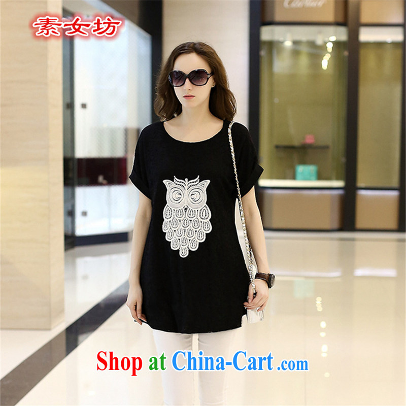 Women of 2015 workshop on the United States and Europe, female new summer new thick mm larger female T-shirts Western style the code graphics thin T pension 9090 black 2 XL