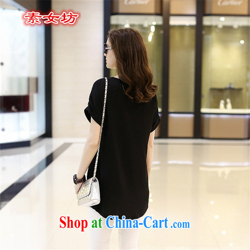 Women of 2015 workshop on the United States and Europe, female new summer new thick mm larger female T-shirts Western style the code graphics thin T pension 9090 black 2 XL, female square (SUNVFANG), online shopping