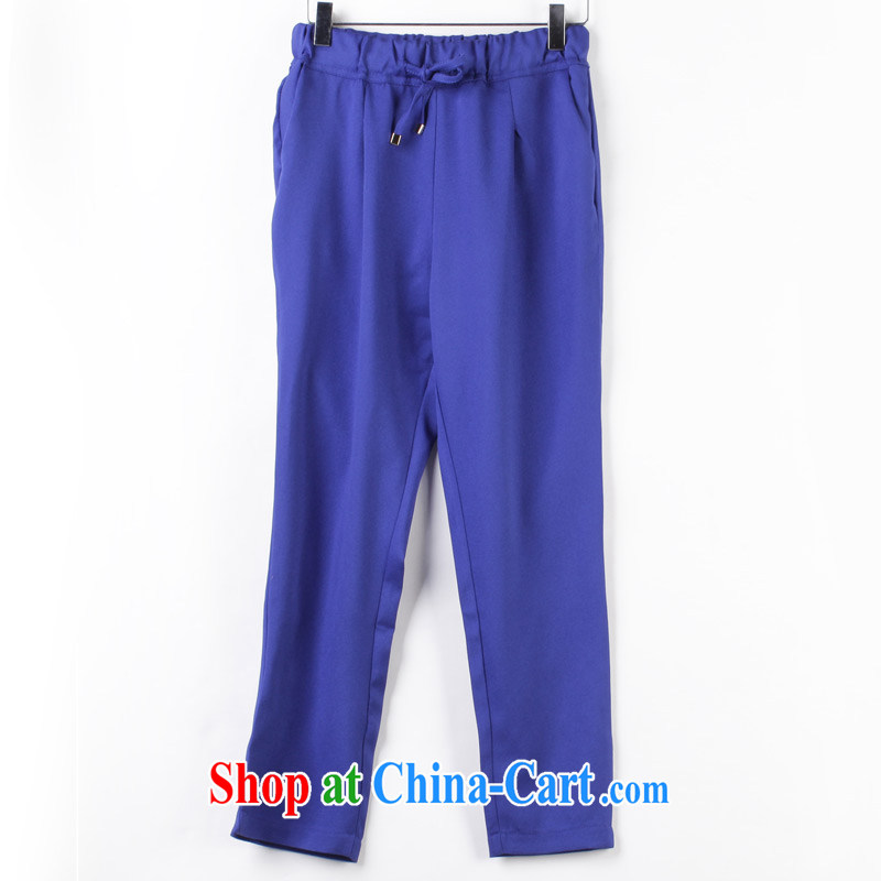 Constitution, summer 2015 new thick sister girl decoration, the waist thin legs, trouser press and indeed XL urban fashion castor pants OL 7 pants blue large 5 XL, constitution, and shopping on the Internet