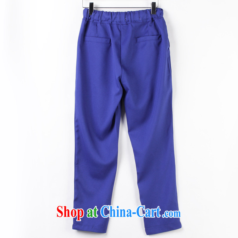Constitution, summer 2015 new thick sister girl decoration, the waist thin legs, trouser press and indeed XL urban fashion castor pants OL 7 pants blue large 5 XL, constitution, and shopping on the Internet