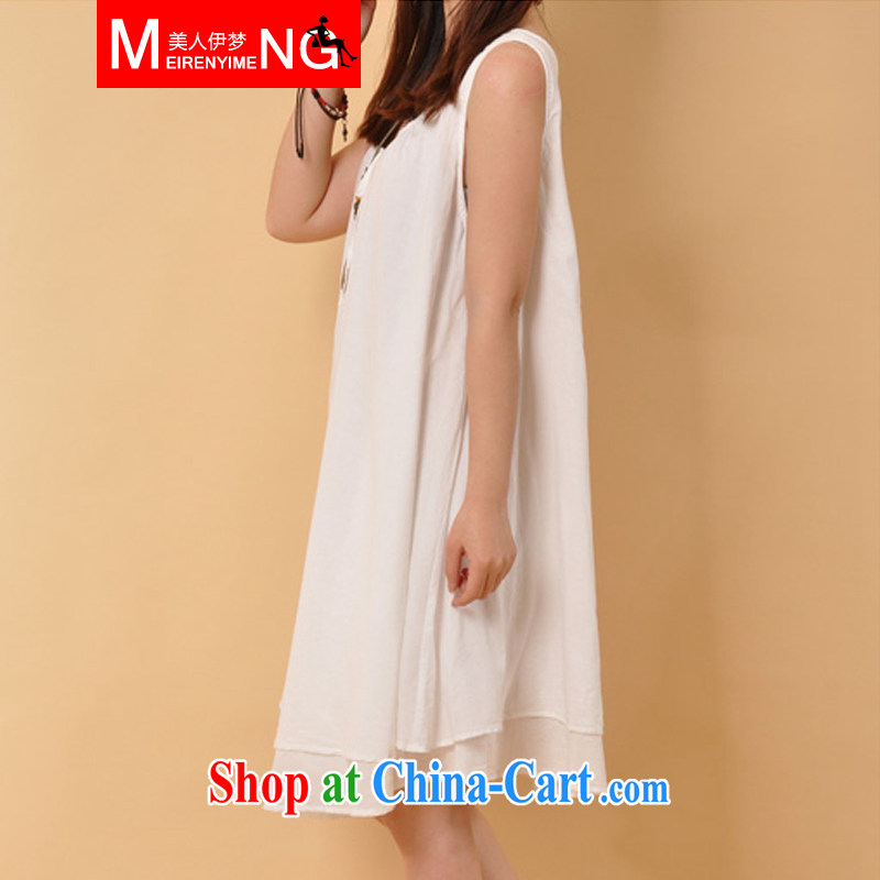 The beauty of summer 2015 with new thick mm larger loose sleeveless dresses, girls, cotton the embroidery takes the vest skirt X 81 white XXL, beauty, Dream (Meirenyimeng), online shopping