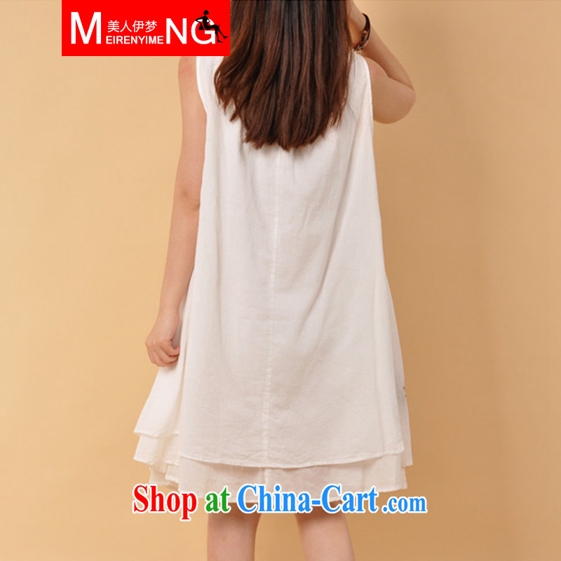 The beauty of summer 2015 with new thick mm larger loose sleeveless dresses, girls, cotton the embroidery takes the vest skirt X 81 white XXL, beauty, Dream (Meirenyimeng), online shopping