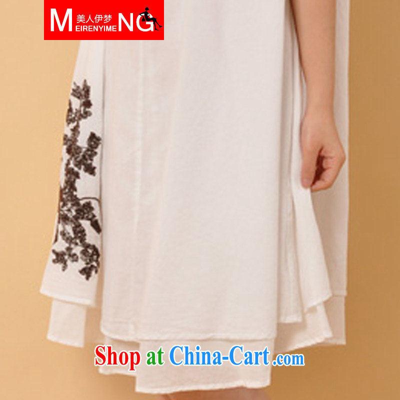 The beauty of summer 2015 with new thick mm larger loose sleeveless dresses, girls, cotton the embroidery takes the vest skirt X 81 white XXL, beauty, Dream (Meirenyimeng), online shopping