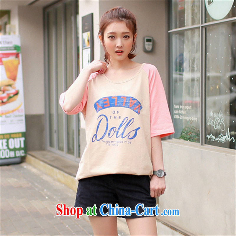 ZDX 2015 summer new letter card loose cotton short-sleeved T-shirt female Korean female noodle color L