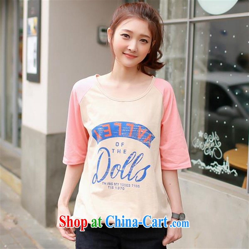 ZDX 2015 summer new letter card loose cotton short-sleeved T-shirt female Korean female noodle color L, wave season, shopping on the Internet