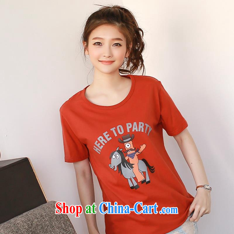 2015 ZDX Korean summer new female small donkeys cotton loose short-sleeve T-shirt women T-shirt orange XXL, wave season, shopping on the Internet