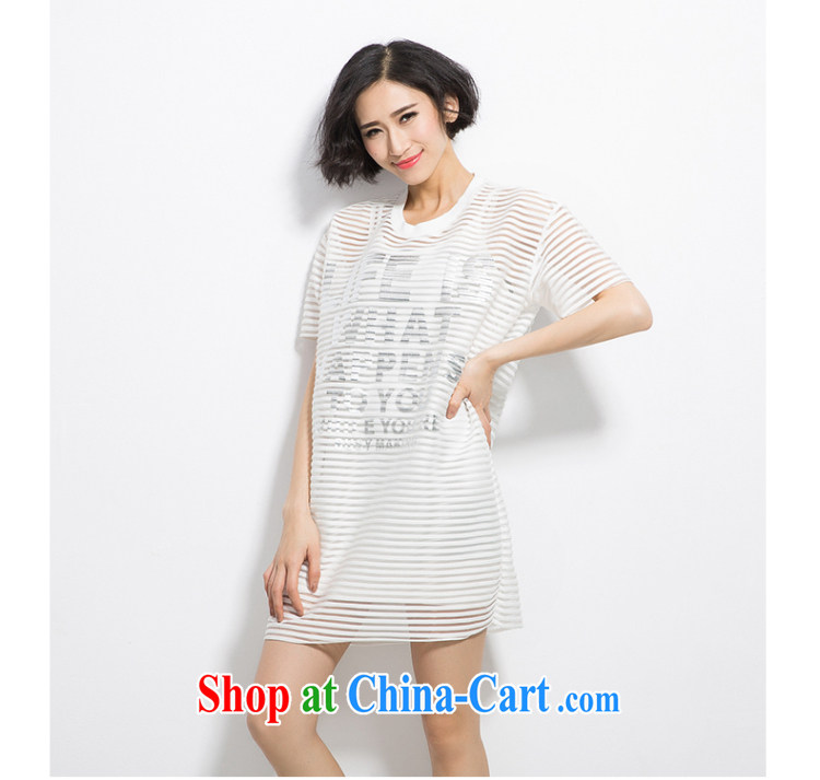 2015 spring and summer thick mm new, the United States and Europe, women stylish Openwork stripes letters two-piece short sleeve shirt T black 3 XL (really two-piece) pictures, price, brand platters! Elections are good character, the national distribution, so why buy now enjoy more preferential! Health