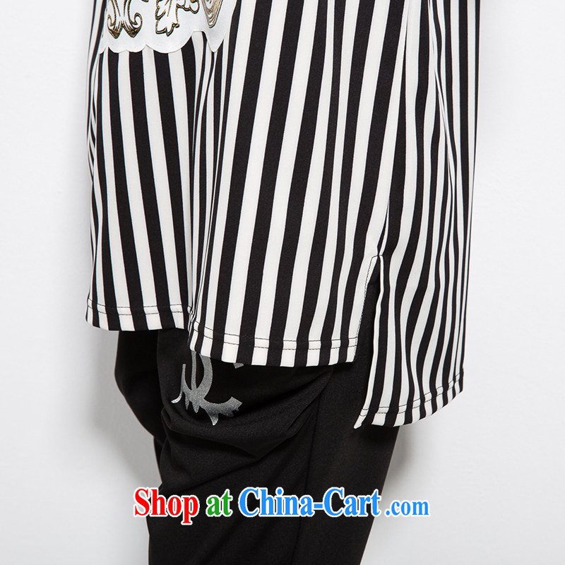 Summer 2015 mm thick new, larger female stylish black-and-white stripes, thoughtful figure mask poverty video thin T pension black-and-white striped color 4 XL, eternal, and the show, and online shopping