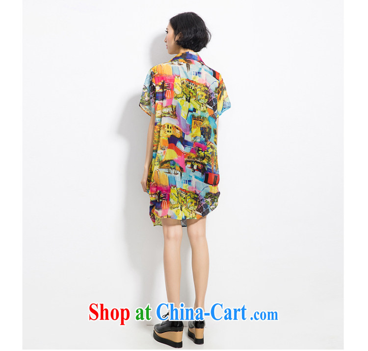 Eternal show the code women shirt 2015 summer mm thick new Korea and indeed XL stylish abstract stamp pattern 100 ground graphics thin shirt color 3 XL pictures, price, brand platters! Elections are good character, the national distribution, so why buy now enjoy more preferential! Health