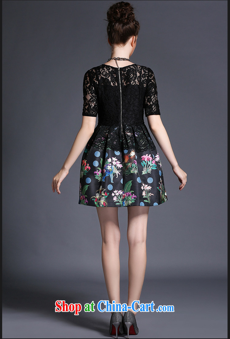 Hai Ying 2015 summer new, focused on Europe and the MM code dress stylish stamp set and a short-sleeved lace dresses A 692 black 4XL (175 - 190 ) jack pictures, price, brand platters! Elections are good character, the national distribution, so why buy now enjoy more preferential! Health