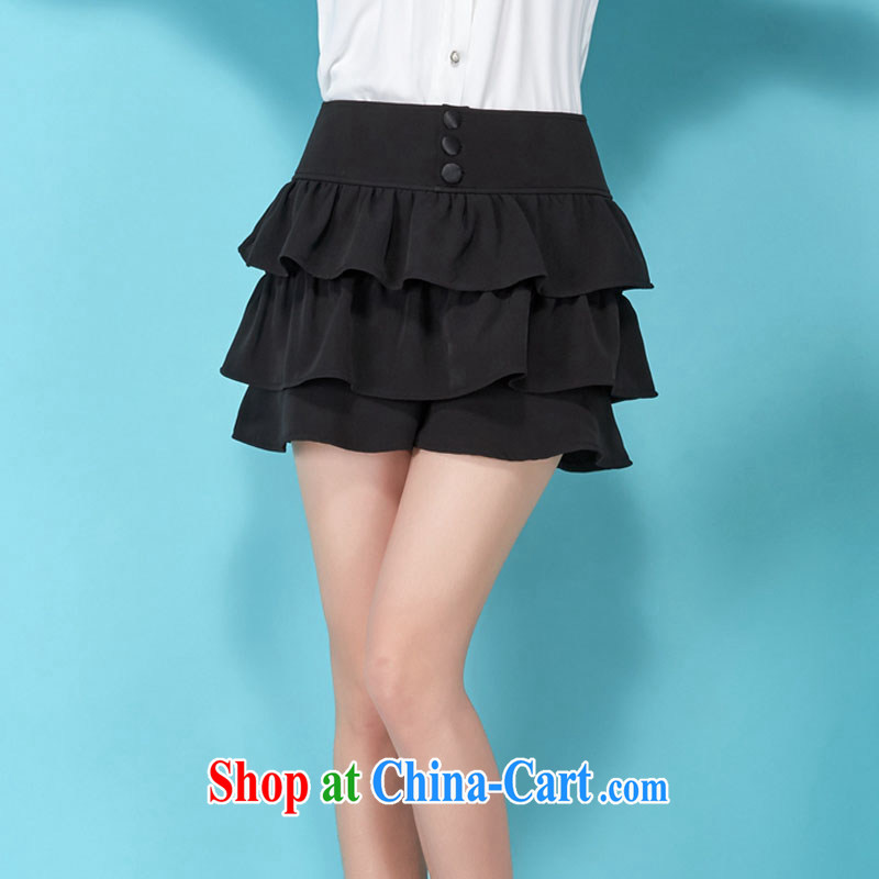 King, female 200 jack body skirt summer widening and thick sister shorts Korean high-waist high, pants and skirts skirt cake DM 4938 Black Large Number 2 XL _recommended weight 140 - 160_