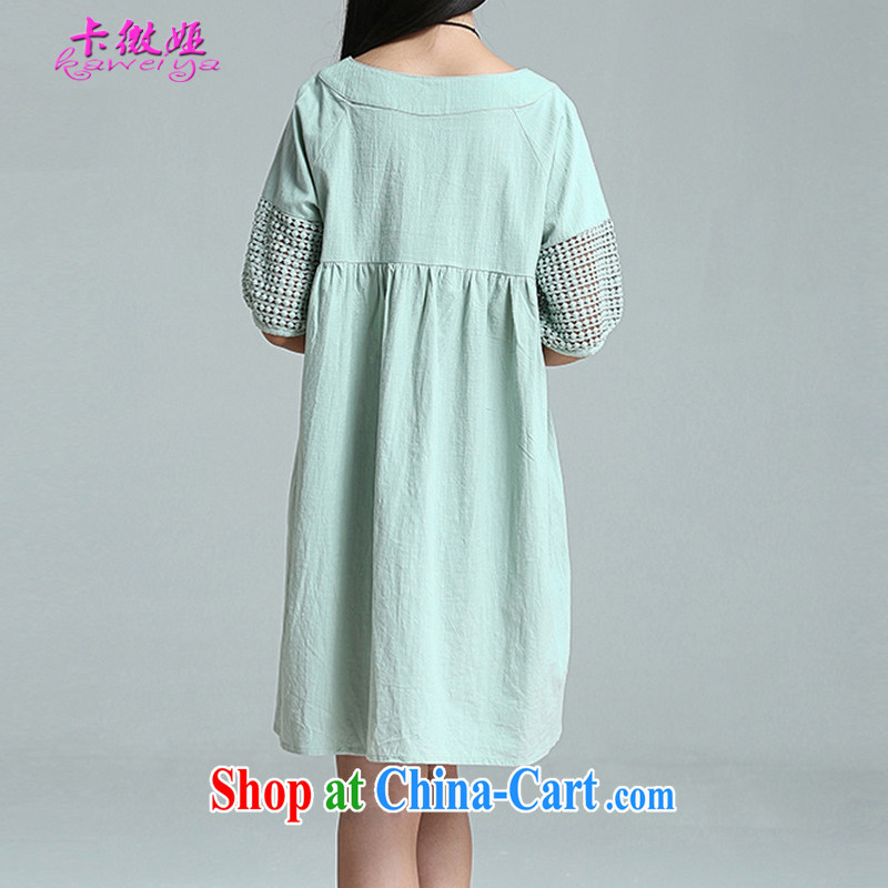 The micro-SIA, the female summer new arts, small fresh loose embroidered short sleeves cotton the dresses girls thick mm beauty graphics thin T-shirt 1060 light green XXL, micro-SIA, shopping on the Internet