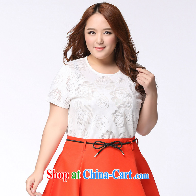 The Erez mark 2015 summer new, Jack 200 mm thick and fat increases, women with a short-sleeved shirt T graphics thin lace T-shirt T-shirt 1138 white 3XL (chest of 124 cm and the Erez, mark (OLAZY . MARK), online shopping