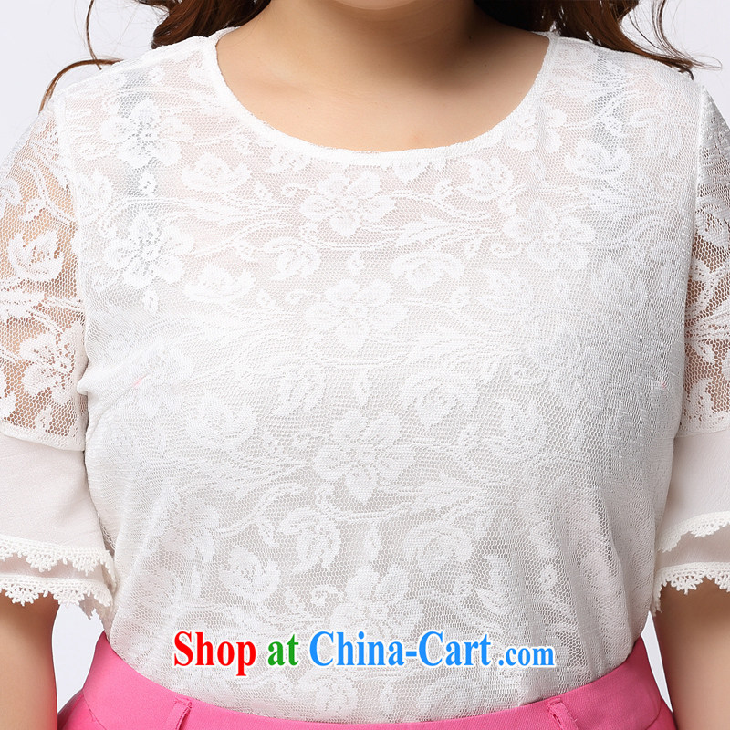 The Erez mark on the MM is indeed increasing, female short sleeve lace T-shirt 2015 summer new graphics thin round-collar T shirt T-shirt 1139 white XXXL (recommended chest of 130 cm), the Erez. mark (OLAZY . MARK), online shopping