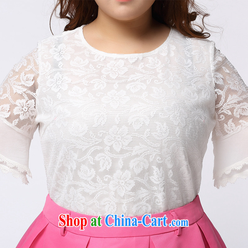 The Erez mark on the MM is indeed increasing, female short sleeve lace T-shirt 2015 summer new graphics thin round-collar T shirt T-shirt 1139 white XXXL (recommended chest of 130 cm), the Erez. mark (OLAZY . MARK), online shopping