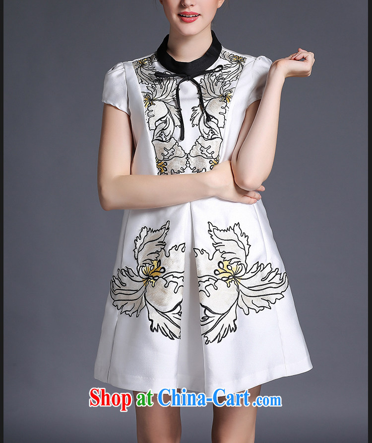 Hai Ying 2015 summer new, the United States and Europe, female butterfly knot loose hit color embroidered A field short-sleeved dresses A 694 white 5 XL (190 - 210 ) jack pictures, price, brand platters! Elections are good character, the national distribution, so why buy now enjoy more preferential! Health
